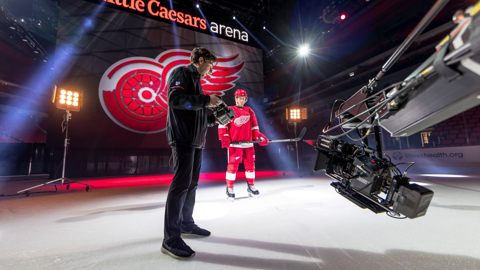 Lit setup at Little Caesars Arena